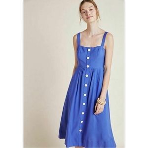 Maeve Anthropologie Vibrant Blue Midi Dress, Size 0
